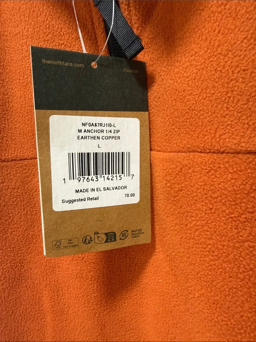 The North Face Men's Orange Quarter-Zip Fleece Pullover